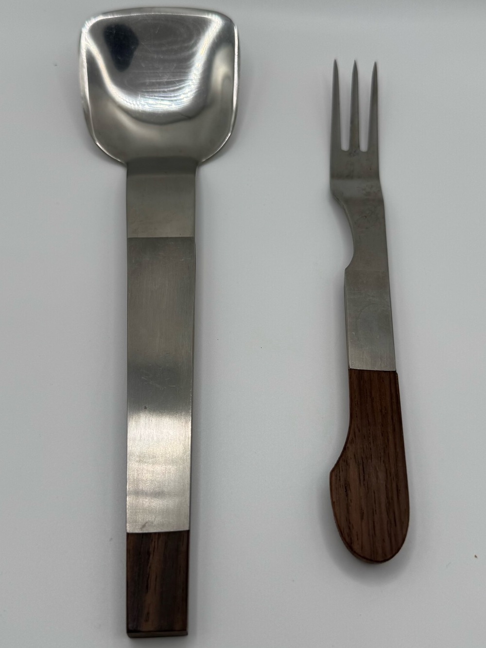 Vintage Japan Stainless Steel Rosewood Ice Cream Scoop Spade Pickle Fork Set MCM